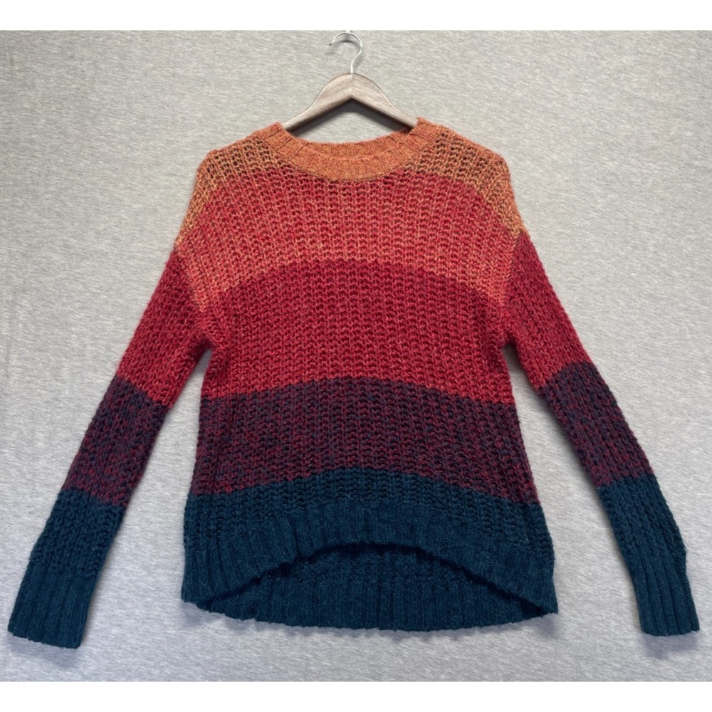 American Eagle Outfitters Sweater Womens Small Multicolor Ombre Open Knit Ribbed